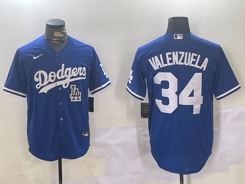 Men Los Angeles Dodgers #34 Valenzuela Blue Game 2024 Nike MLB Jersey style 11207->los angeles dodgers->MLB Jersey